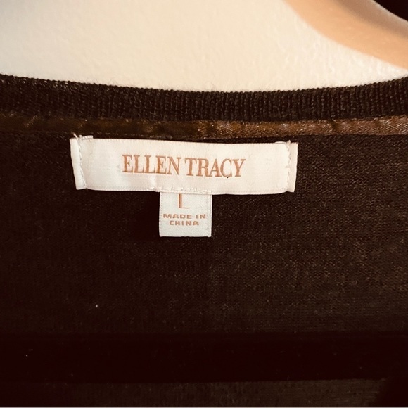 Ellen Tracy V-Neck Merino Wool Blend Light Weight Sweater Size L - Picture 3 of 4